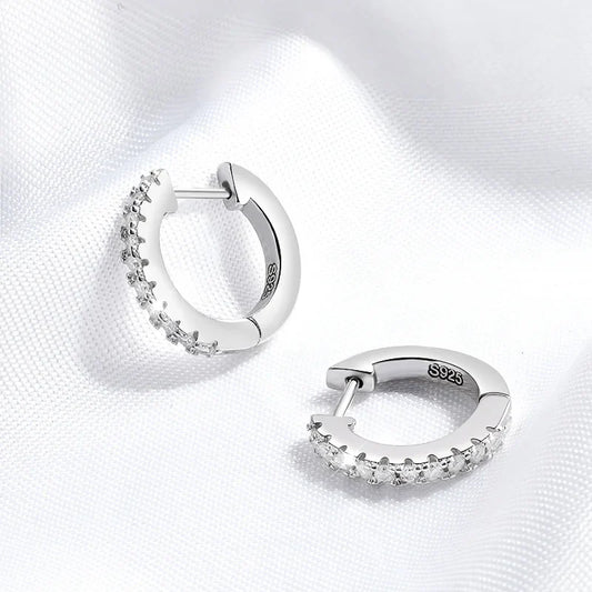 D Color All Moissanite Hoop Earrings for Women High Quality S925 Sterling Silver Jewelry Girl's Birthday Gift Wholesale