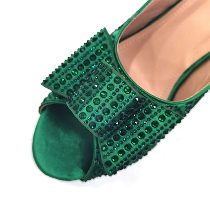 Black Color Elegant High Heels Nigeria Popular Design African Ladies Shoes And Bag Set for Wedding Party