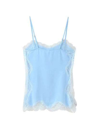 2025 New Women Cami Top Heart Neck Lace Trim Sleeveless Casual Sexy Summer Party Fashion Multi Color
