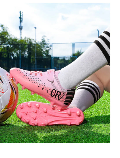 New Hot Children Football Boots Outdoor Trainers Soccer Shoes for Kids Boys Girls Hook Loop Football Cleats Futsal Sneakers28-39