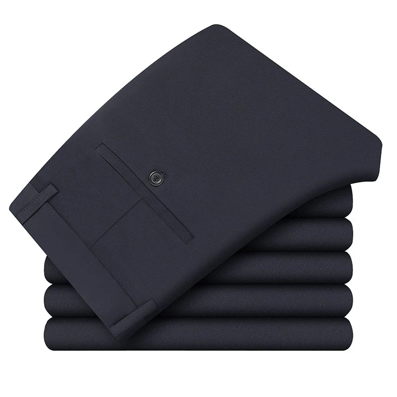 Mens Business Casual Pants Elastic Dress Pants Classic Fit Men Formal Suit Pants Navy Trousers M-3XL