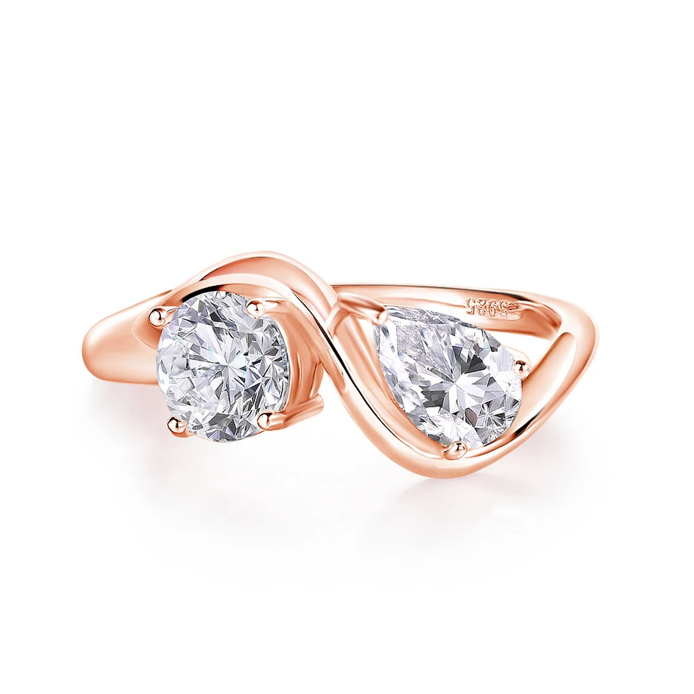 2cttw Certified Moissanite Rings for Women Brilliant Bride Wedding Jewelry 100% 925 Sterling Silver Band Plated 18K Gold