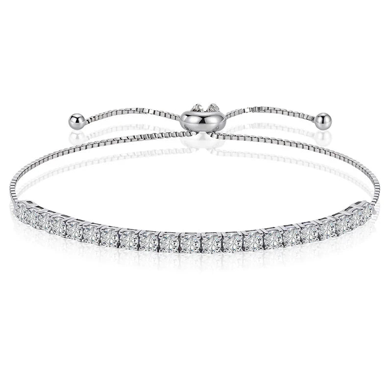 3/4/5mm Adjustable Moissanite Tennis Bracelet for Women Men D Vvs1 Round Gems Lab Diamond Chain S925 Sterling Silver
