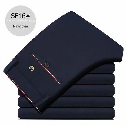 Fashion Men's Dress Pants Black Straight Business Casual Trousers Stretch Non-Ironing Slim Fit Formal Wear Suit Pants for Man
