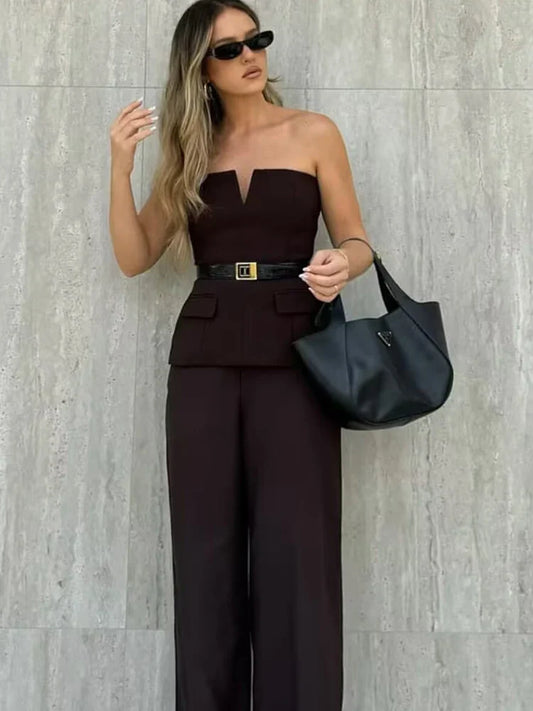 Spring Summer Women Strapless Crop 2025 Tops Basic Sleeveless Office Lady Tops Trend Street Classic Solid Tube Tops