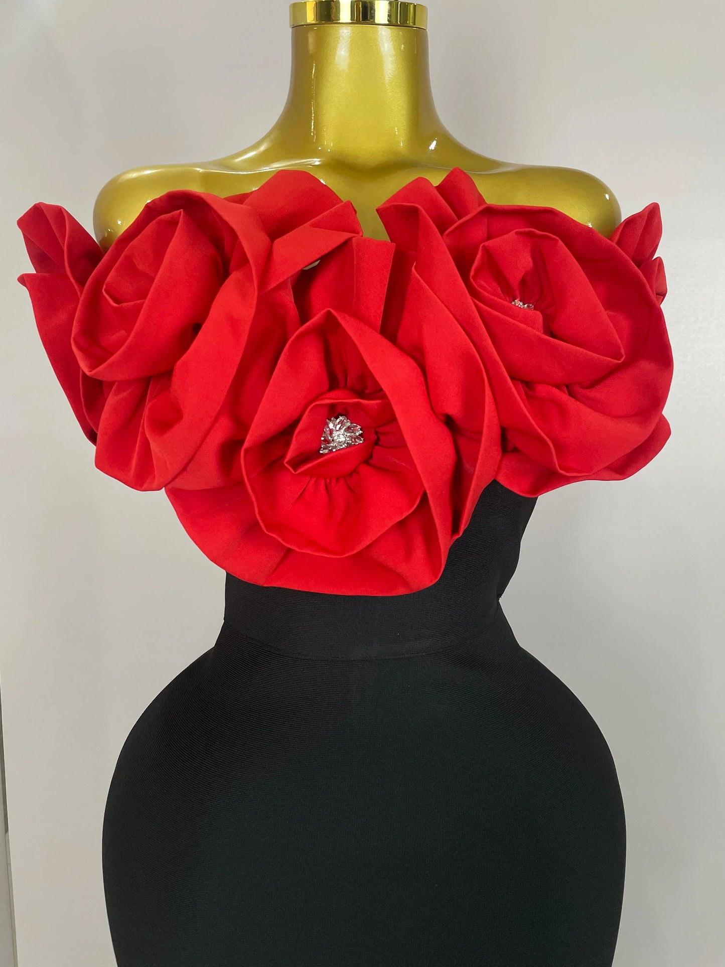 Red Flowers Sexy Off The Shoulder Ankle Lenght Bandage Dress Woman Birthday Party Vestido Wedding Party Outfit