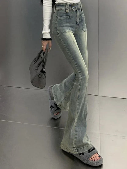 Hong Kong Style Denim Bell Bottom Pants