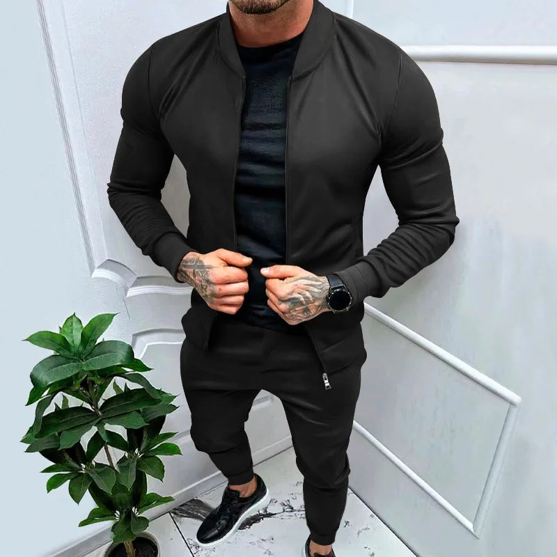 2025 Men's Fitness Sports Style Outdoor Casual Zipper Set In Stock