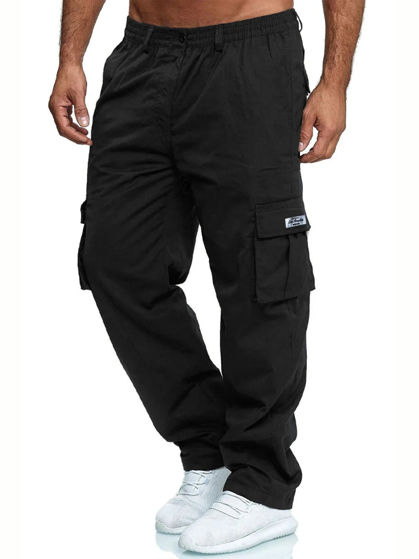 Men's Cargo Pants Sweatpants Outdoor Loose Straight Long Trousers Summer Casual Multi-Pocket Durable Workwear Male Trousers
