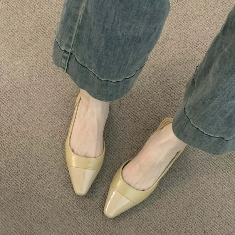 luxury designer fashion PU leather design ladies summer new style pointed toe low heel women sandals non-slip flat shoes