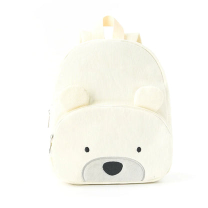 Customized Name Toddler Backpack Cartoon Bear Corduroy Large Capacity Backpack Embroidered Name Backpack Plush Bag