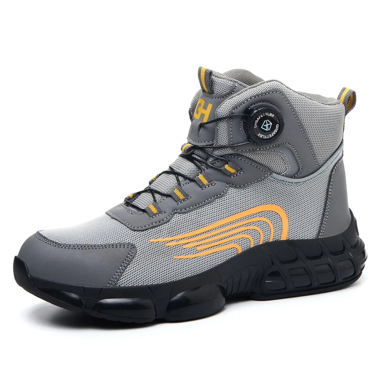 Men's Safety Work Boots Steel Toe Breathable Indestructible Puncture-Proof Rotary Buckle Shoes Comfortable Brand Work Footwear