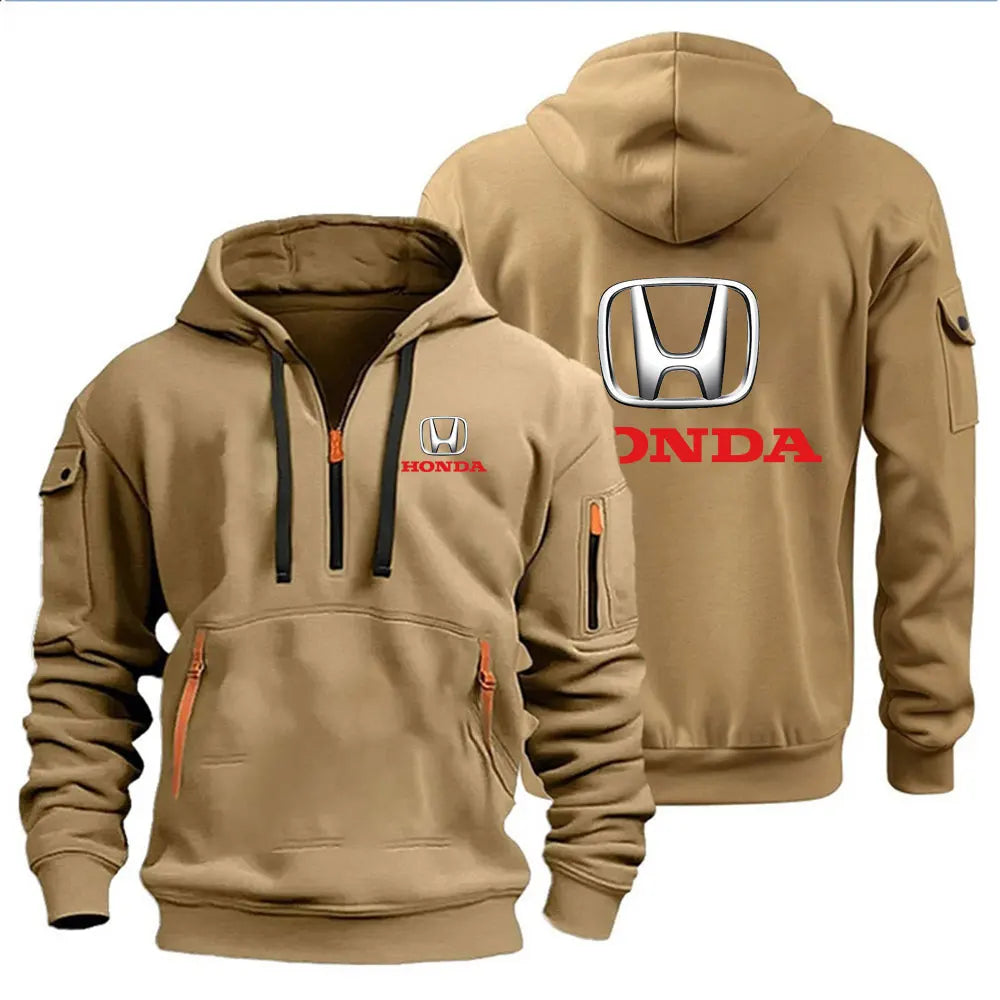 Autumn and Winter Men's Honda Logo Print Casual Hoodie Sportswear Fleece Warm Jacket Suit Shirt Outdoor Racing Fan Clothing