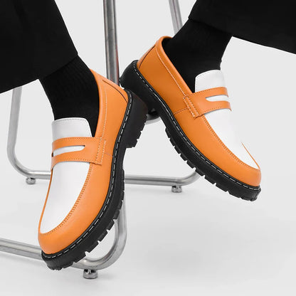 Color Blocked Men Loafers  Fashionable Comfortable Thick Soled Non Slip  for Daily Commuting Office Business  Formal Wear Shoe