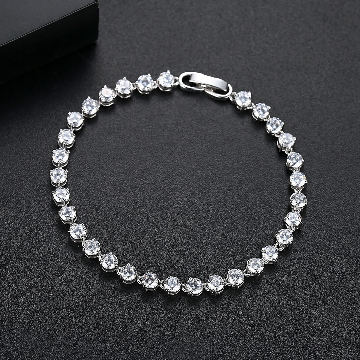 Silver Color 3 Prong Round Cubic Zirconia Necklace Earring Bridal Jewelry Set Simple Design Bride Wedding Accessories