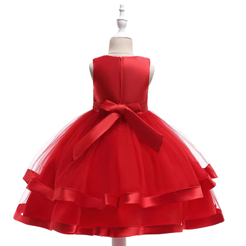 Summer Beading Girl Party Dress Christmas Costume Gala Bow Wedding Birthday Princess Dresses for Girls Baptism Prom Gown Vestido