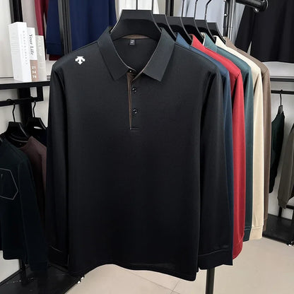 Autumn Hot Sales New Men's Polo Shirt High Quality Lapel Exquisite Print Long Sleeve T-Shirt Wrinkle Resistant Business Menswear