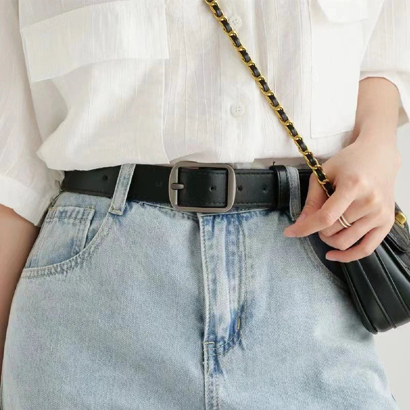 PU Leather Belt for women's Black Brown trousers belt for Jeans Casual Fashion Belts Vintage Strap Female Waistband AB005