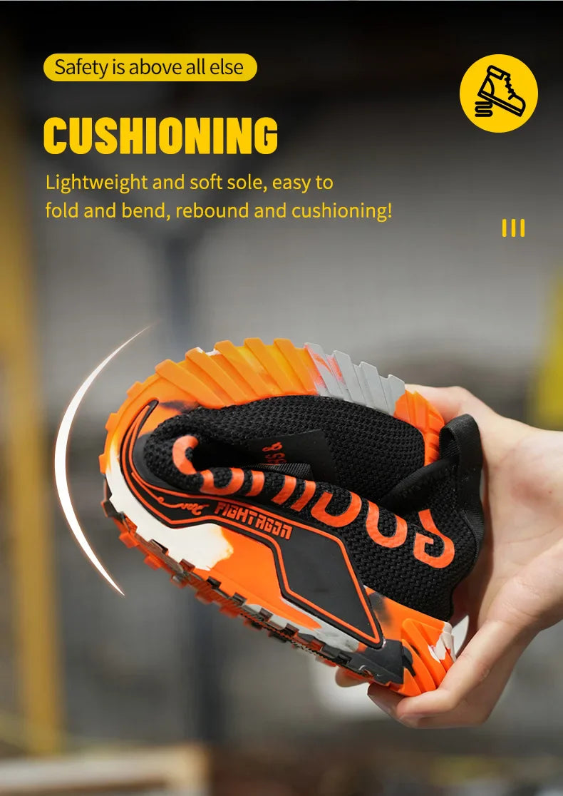 Indestructible Men Work Safety Shoes Steel Toe Work Sneakers Lightweight Anti-piercing Work Boots Industrial Construction Boots