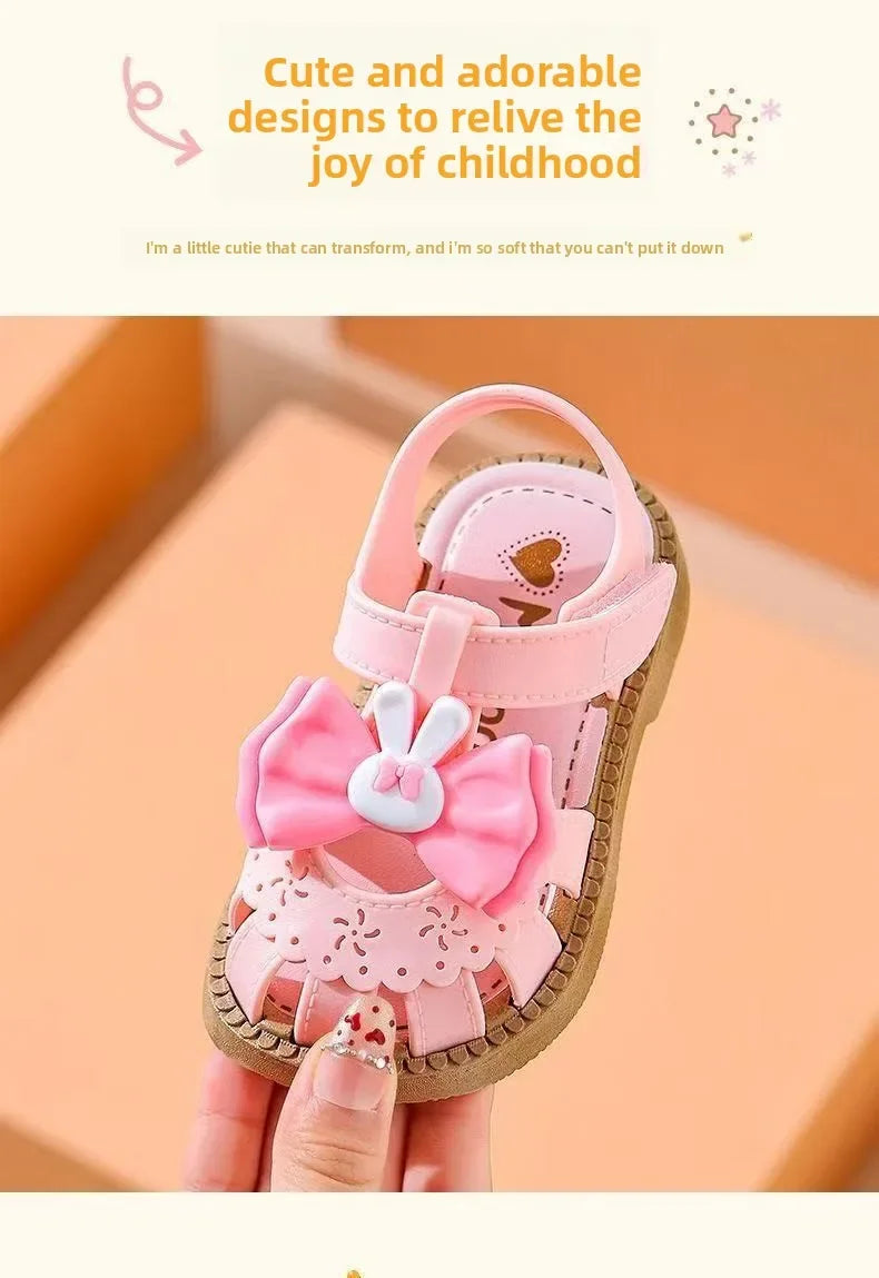 2026 Solid Bow Children's Summer Shoes Cute PVC Beach Non Slip Sandals For Baby Girls Footwear Soft Infant Kids Fashion Sandals