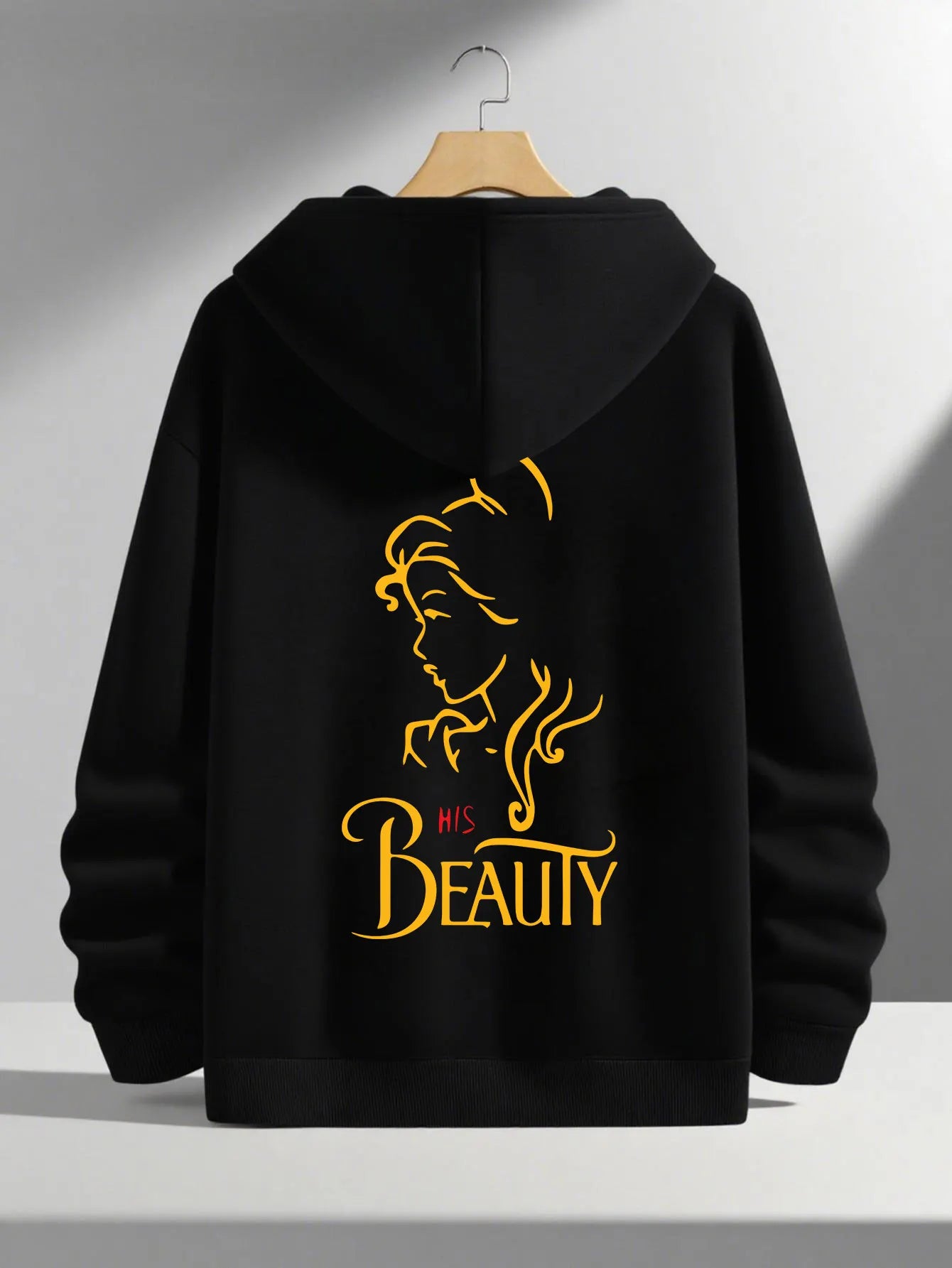 Romantic Theme Beauty and the Beast Couple Hoodies Men'S Women'S Separate Styles Pullover Casual Loose Fit Sweatshirt Hoodie Y2K
