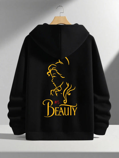Romantic Theme Beauty and the Beast Couple Hoodies Men'S Women'S Separate Styles Pullover Casual Loose Fit Sweatshirt Hoodie Y2K
