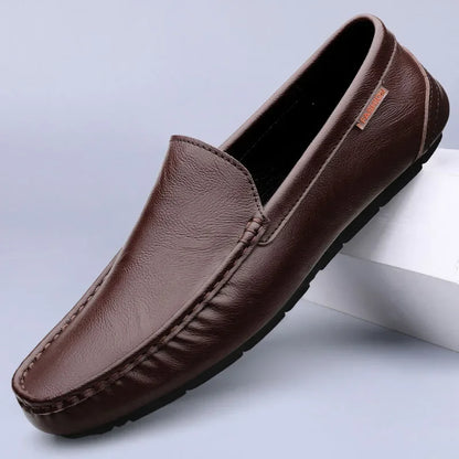 Genuine Leather Men Casual Shoes Luxury Brand Mens Loafers Lightweight Breathable Slip on Italian Driving Shoes Moccasins