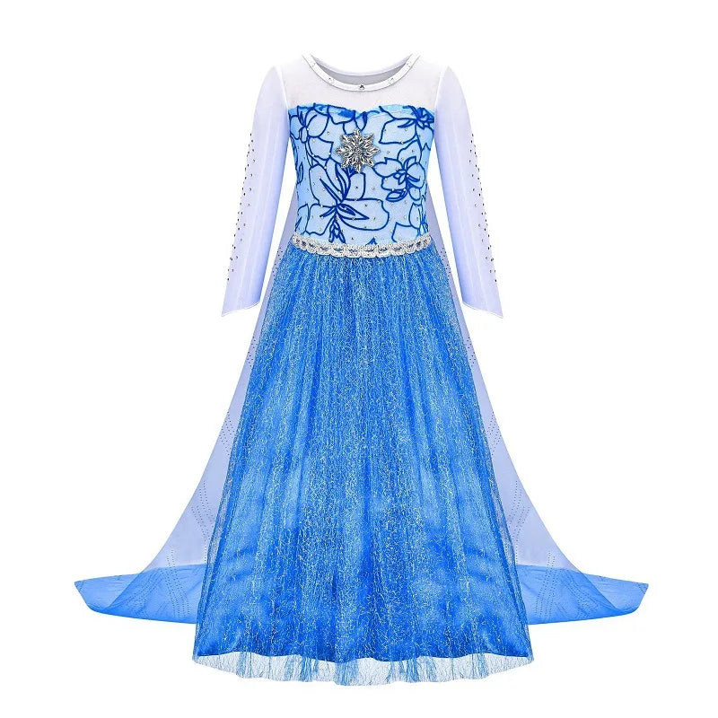 Holiday Party Birthday Gift Girls Cosplay Elsa White Snow Moana Princess Dress Summer Casual Dress + Accessories Set