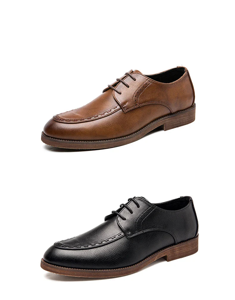 Trend Dress Shoes Man Retro Casual Business Oxfords Leather Shoes Men Formal Social Brogues Wedding Party Leather Shoes For Male