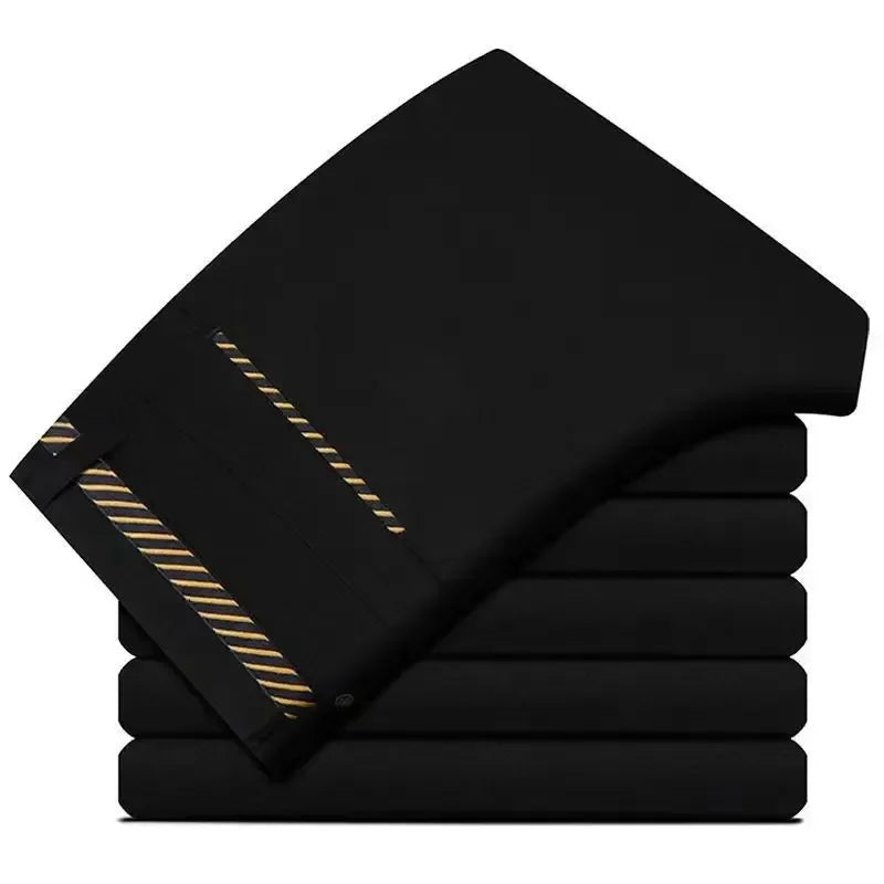 Men‘s Suit Pants Business Office Male Dress Pants Elastic Wrinkle Resistant Big Size Classic Casual Trousers Black Navy Blue