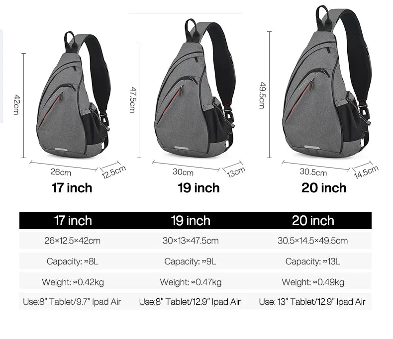 Men One Shoulder Backpack Women Sling Bag Crossbody USB Boys Cycling Sports Travel Versatile Fashion Student School