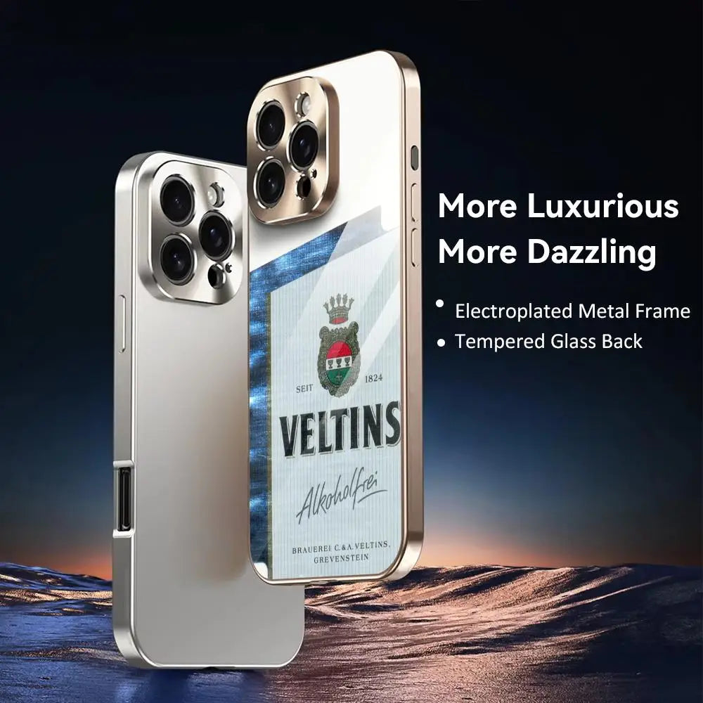 Phone Case For IPhone 17 16 15 14 13 12 Pro Max Plus Electroplated Metal Bumper Shockproof Case