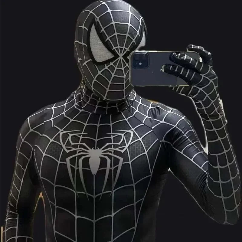 Black Spider Man Toby Costume Slim Fit Jumpsuit Cosplay Superhero Expedition Costume Superhero Zhentai Halloween Party Gifts