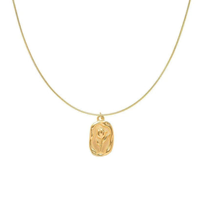 2023 Vintage Fashion Simple Geometric Rose Pendant Necklace For Women Female Boho Gold-plate Snake Chain Choker Jewelry Gift