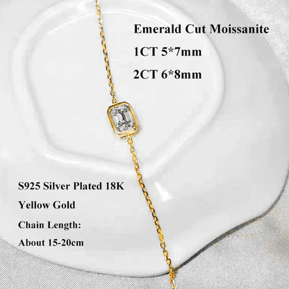 1/2CT Bezel Set Pear Oval Cut Moissanite Solitaire Link Bracelet Women S925 Silver Dainty Diamond Bridal Wrist Chain Gift