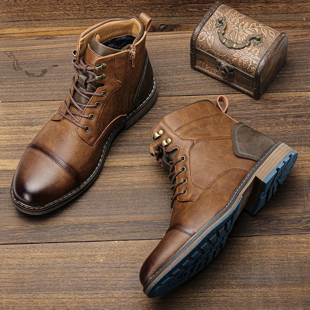 Size 8-13 Retro Men Boots 2025 Fashion Comfortable Spring Leather Boots