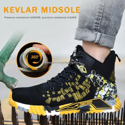 High Top Protective Safety Shoes Men Steel Toe Work Shoes Men Women Work Safety Boots Anti Smash Safety Indestructible WorkBoots