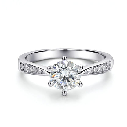 Real 0.3-3CT Moissanite Wedding Ring for Women Sterling Silver Round Brilliant Diamond Solitaire Engagement Rings Gift