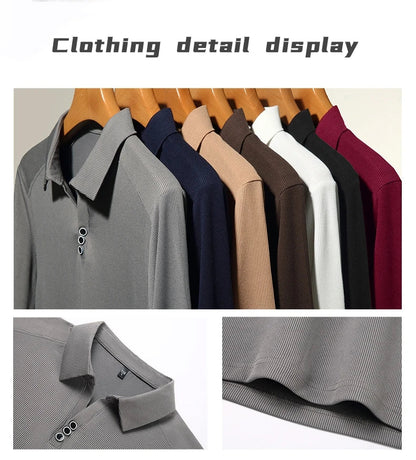 High quality brand long sleeve men's polo shirt autumn fashion customization high-end slim fit top casual business T-shirt