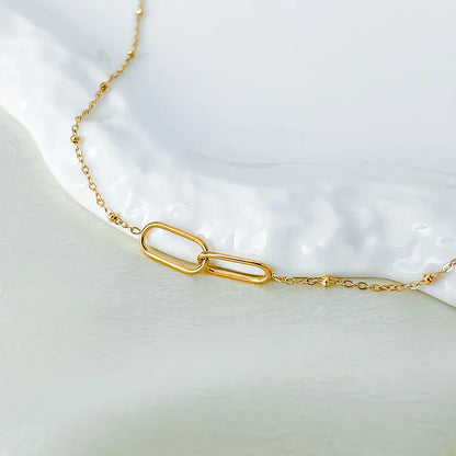 Fashion Stainless Steel Link Infinity Necklace Geometric Double Paperclip Pendant Women's Simple Jewelry Wholesale