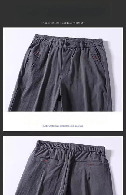 Men Summer Thin Casual Pants Trendy Fashion Classic Solid Color Versatile Straight Trousers Breathable Daily Outdoor Streetwear