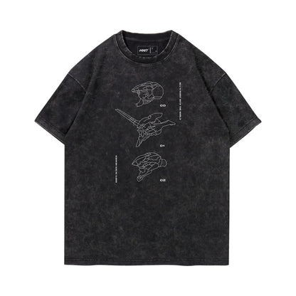 Graphic T-shirt Man Summer Y2k Clothes Casual Short Sleeved Tee Women Vintage Washed Cotton Gym Clothing Top