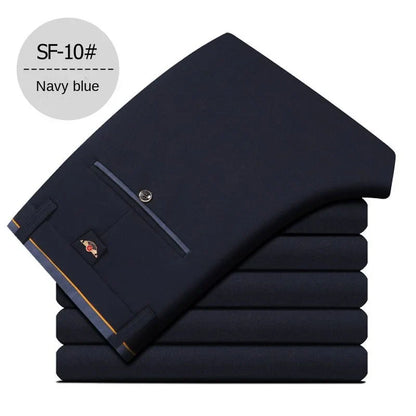 Fashion Men's Dress Pants Black Straight Business Casual Trousers Stretch Non-Ironing Slim Fit Formal Wear Suit Pants for Man