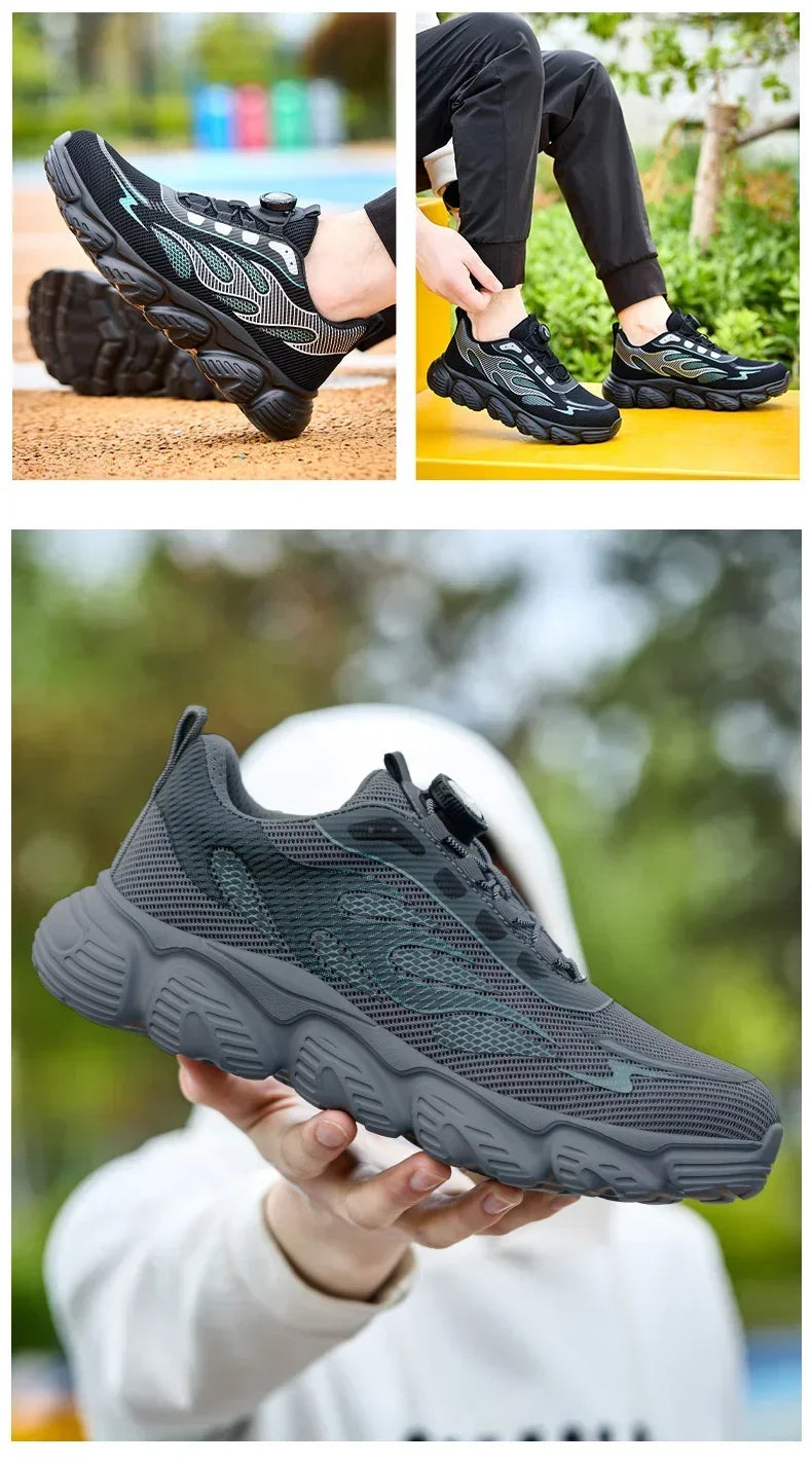 Rotating Button Tactical Boots Men Reflective Steel Toe Shoes Indestructible Work Sneakers Protective Safety Boots Size 47 48