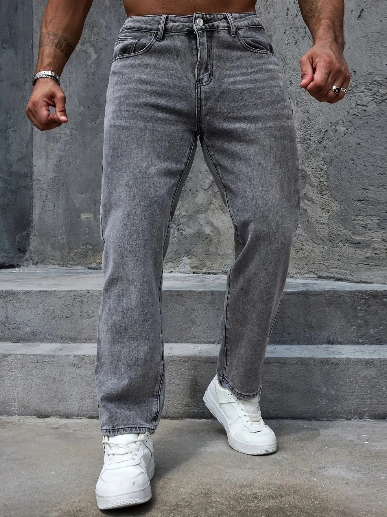 Calça Jeans Masculina Casual 2025 cinza regular-fit Calças versáteis Conforto para todas as estações tamanho UE 44-52 EUA 34-42