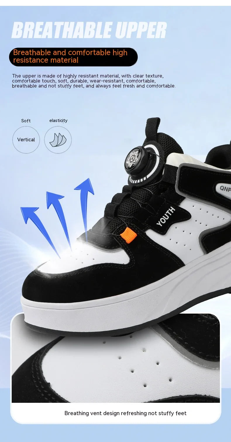 Students children's shoes four wheel light shoes Boys invisible roller shoes large size outdoor sports walking shoes women