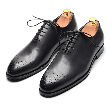 Luxury Classic Mens Oxford Dress Shoes Whole Cut Genuine Leather Handmade Lace-up Formal Shoe for Men Wedding Business Office