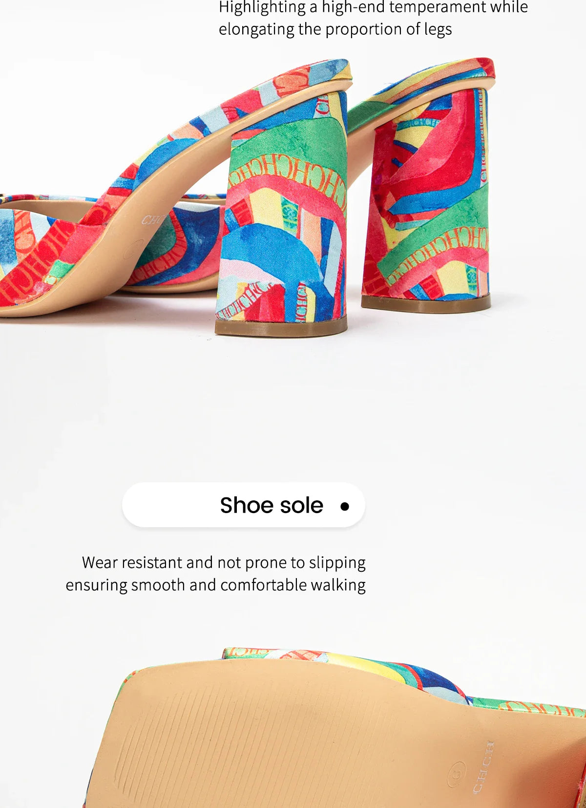 Women's Thick Heel Sandals 2024 Brand New Square Open Toe Sliding Toe Sandals
