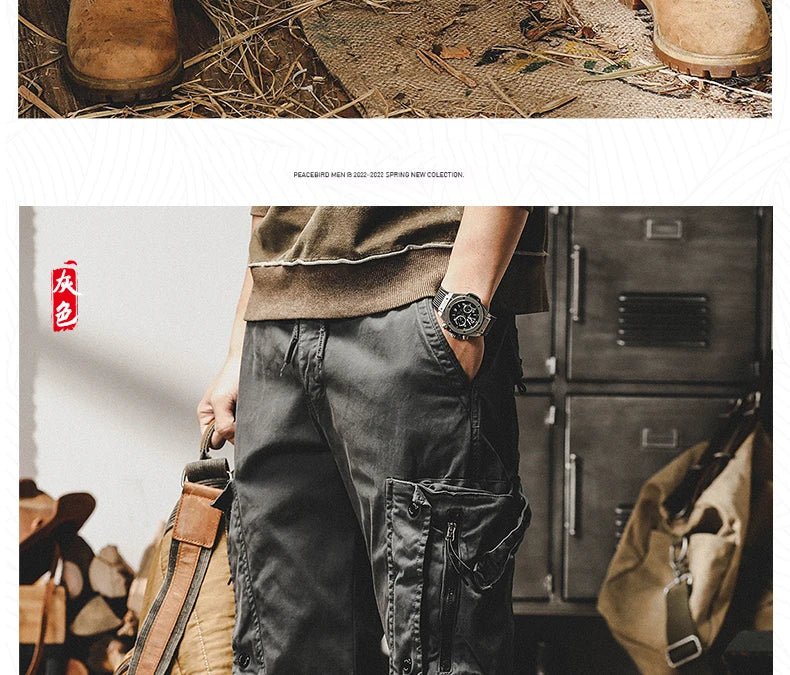 Autumn Men's Cargo Pants New Multi-Pocket Tactical Casual Pants Straight Leg Fashion Tactical Trousers Elastic Waist Cargo Pants