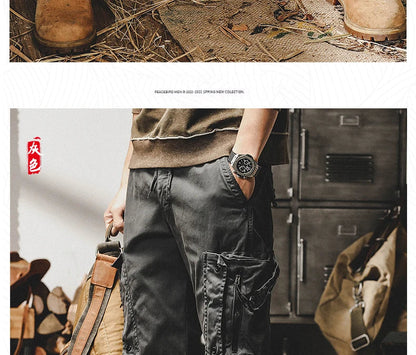 Autumn Men's Cargo Pants New Multi-Pocket Tactical Casual Pants Straight Leg Fashion Tactical Trousers Elastic Waist Cargo Pants
